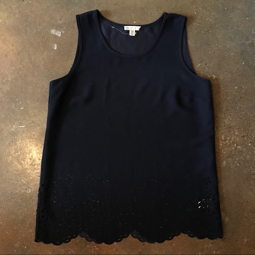 Lila Rose Laser Cut Scalloped Sleeveless Blouse